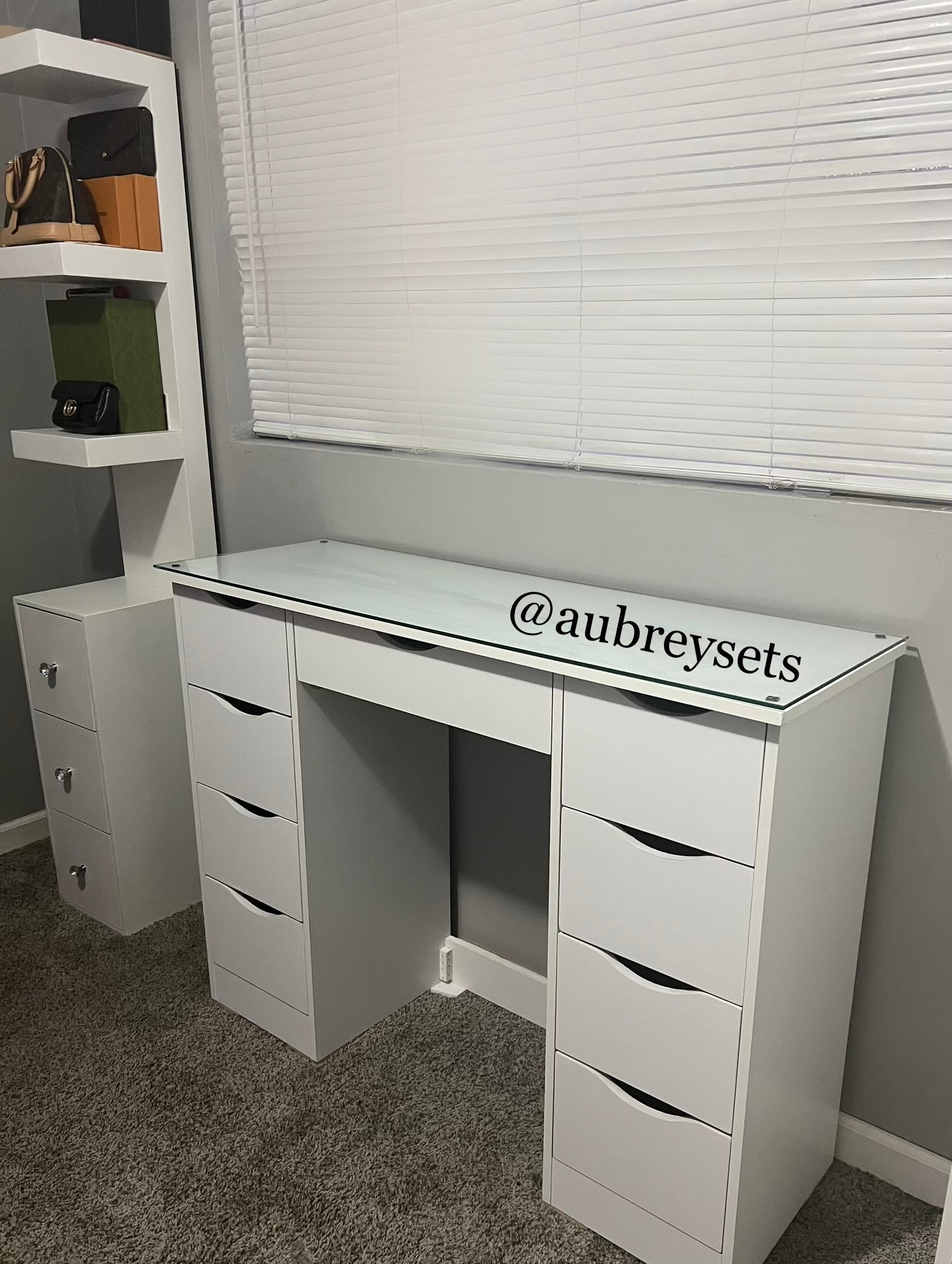 Vanity desk with glass protector