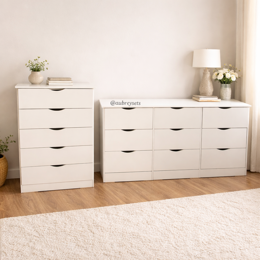 9 drawer dresser with matching 5 drawer chest bundle deal